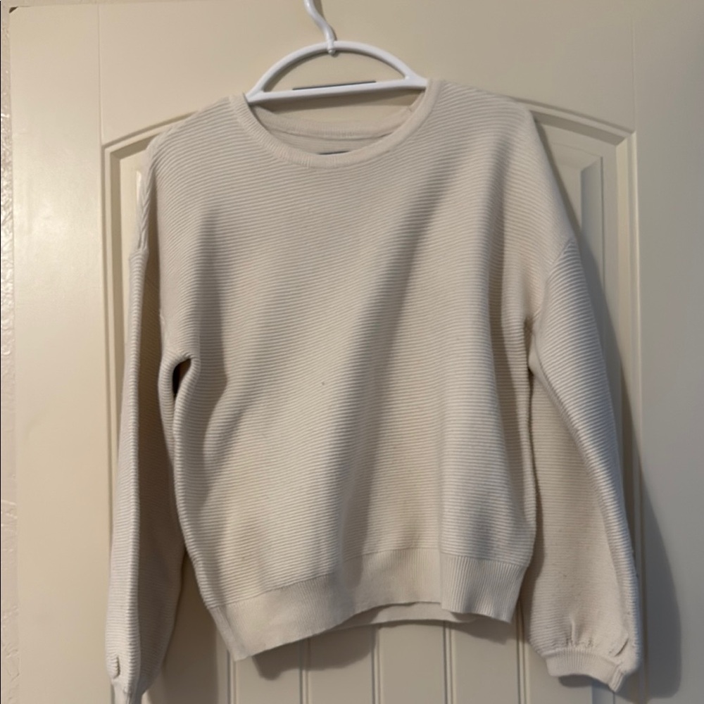 Cream Ribbed Women's Sweater